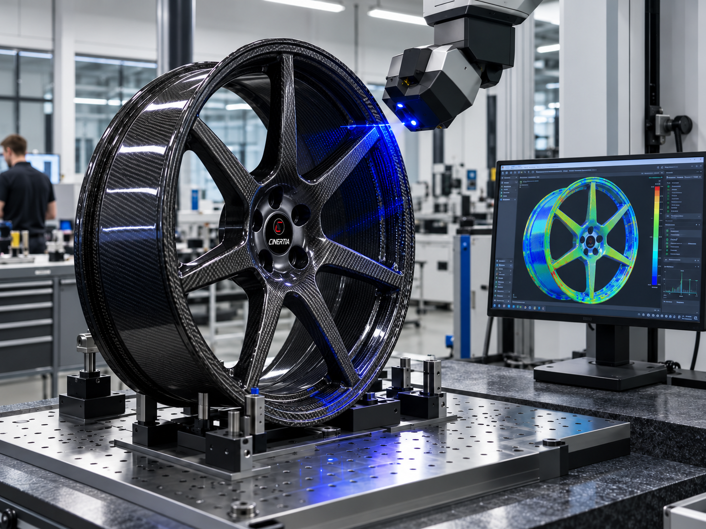 Dimensional inspection of a C-INERTIA carbon wheel